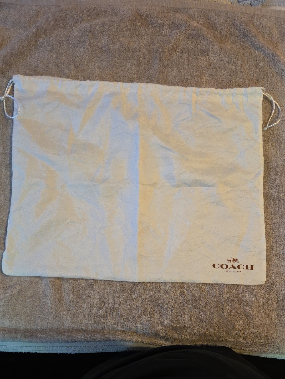 Coach White Drawstring Dust Bag with Logo